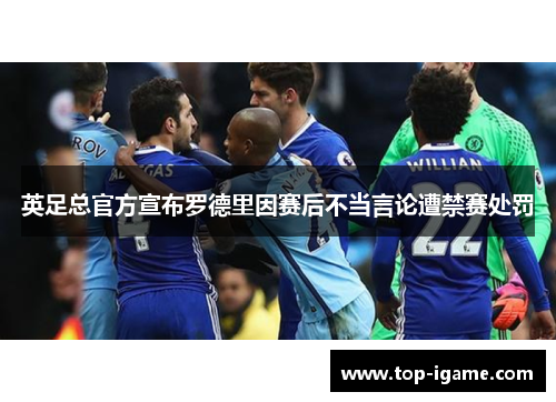 英足总官方宣布罗德里因赛后不当言论遭禁赛处罚 英足总官方宣布罗德里因赛后不当言论遭禁赛处罚