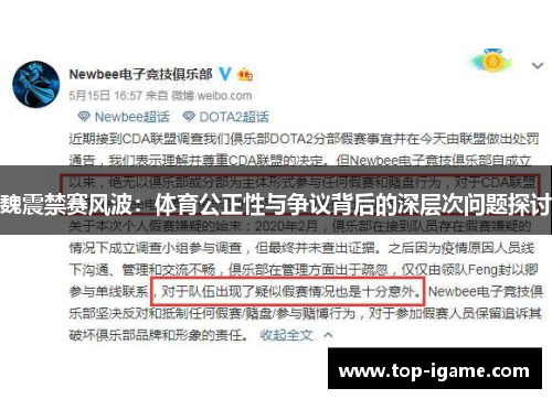 魏震禁赛风波：体育公正性与争议背后的深层次问题探讨